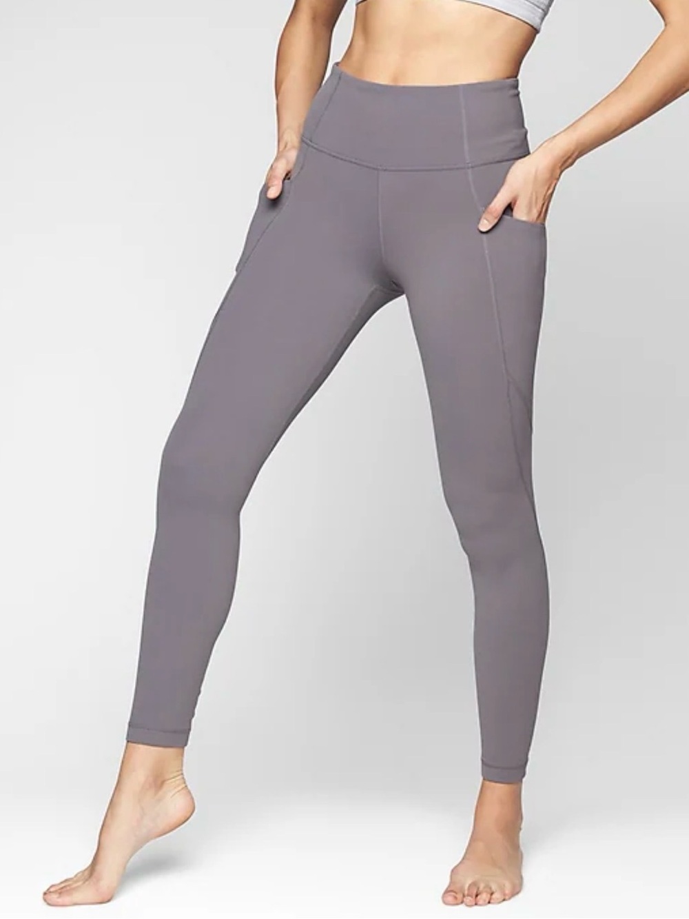 Athleta Salutation Stash Leggings High Rise 7/8 Sz XS Purple smoke